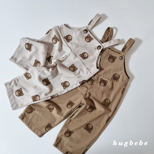 Corduroy bear overalls