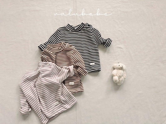 Striped mock turtleneck