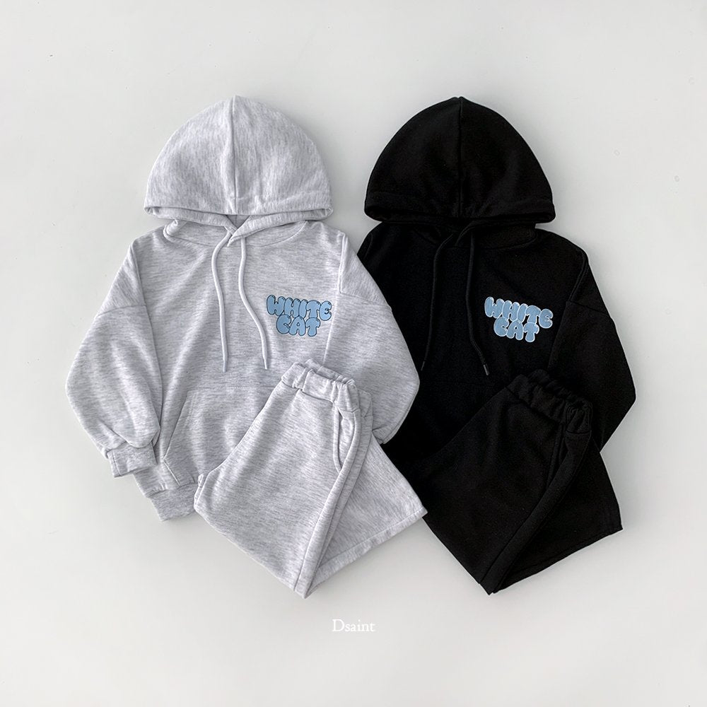 White cat hoodie set