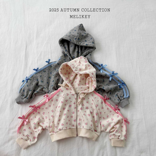 Floral ribbon hooded zipip