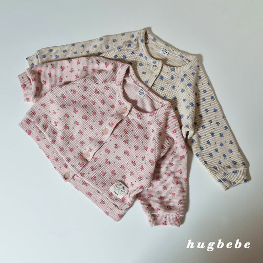 Flower waffle cardigan