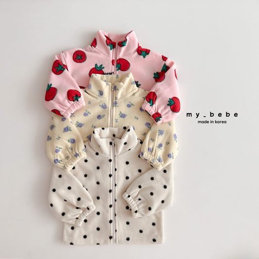 Printed fleece zip up