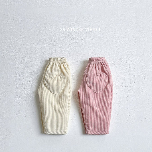 Heart pocket corduroy pants