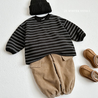 Fleece-lined multi-striped sweatshirt