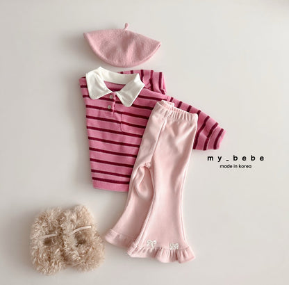 Striped collar fleece