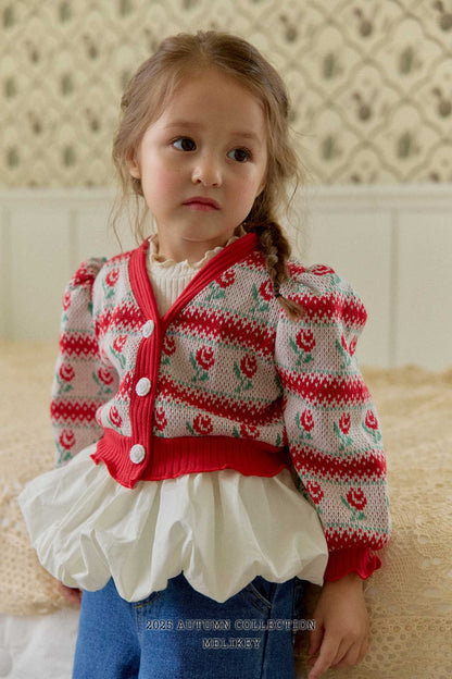 Striped rose cardigan