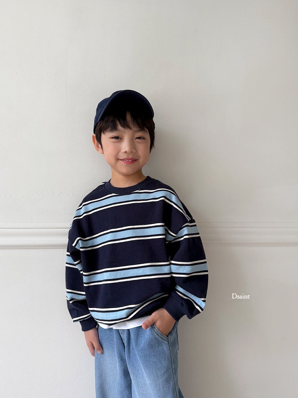 Ribbon striped sweatshirt