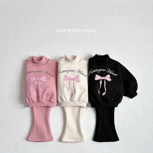 Ribbon flared fleece set