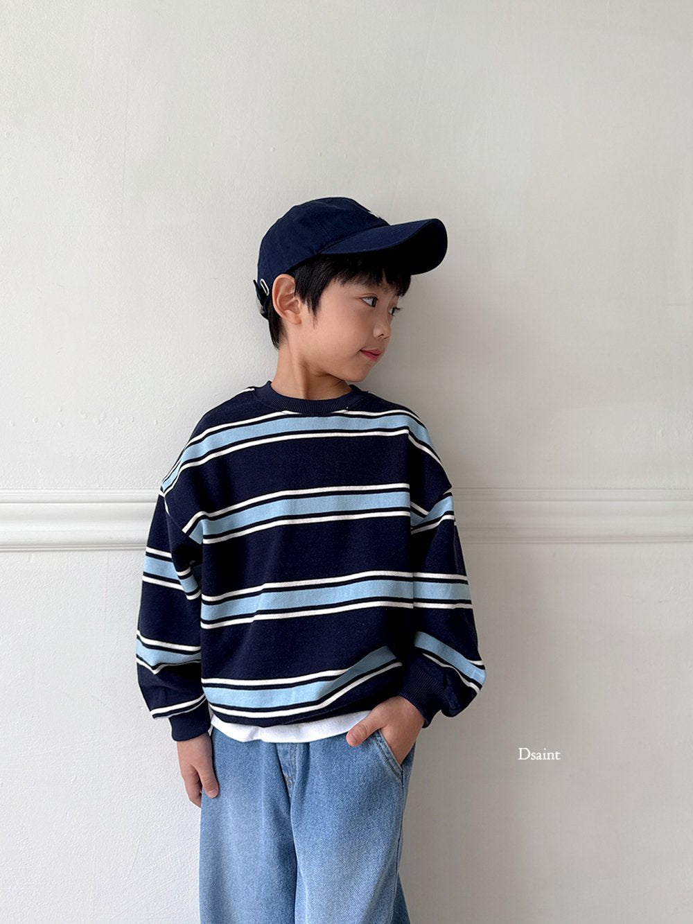 Ribbon striped sweatshirt
