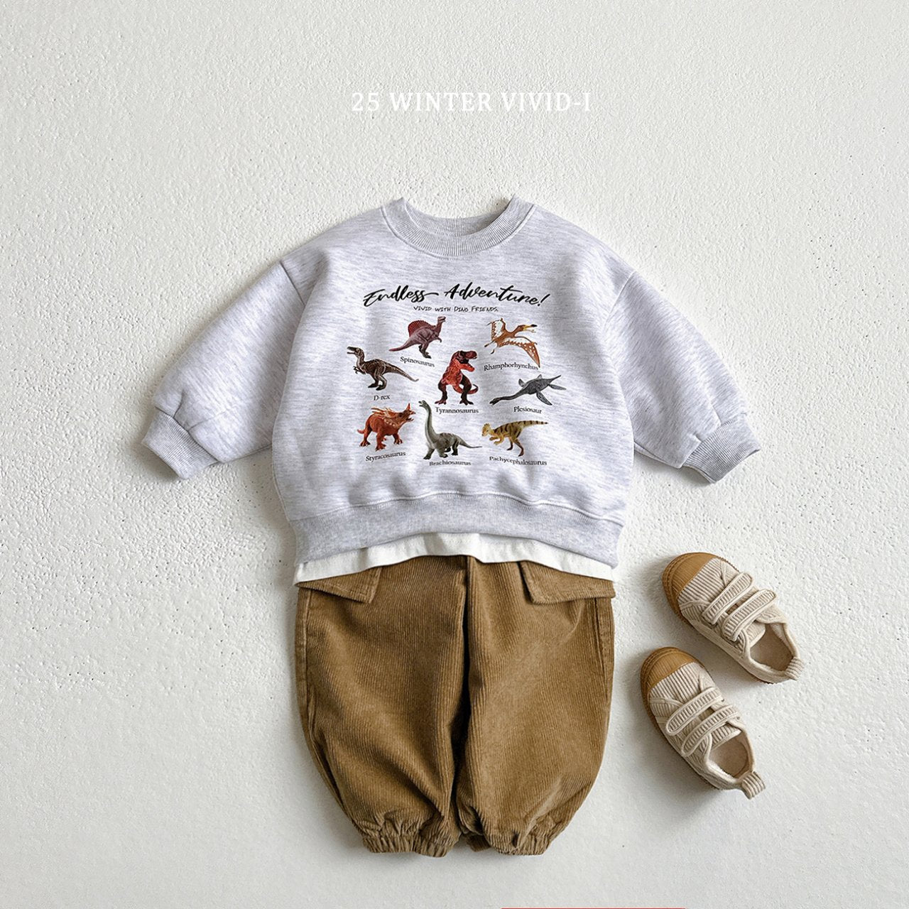 Fleece-lined mini dino sweatshirt