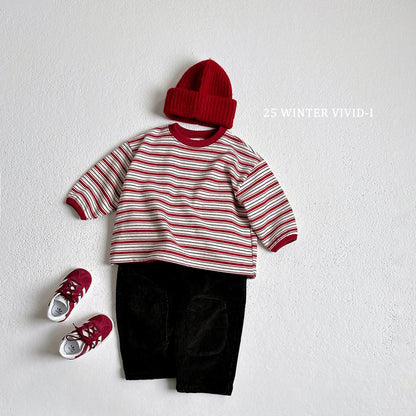 Fleece-lined multi-striped sweatshirt