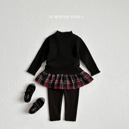 Checkered skirt leggings