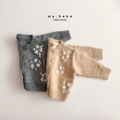 Floral embroidery cardigan