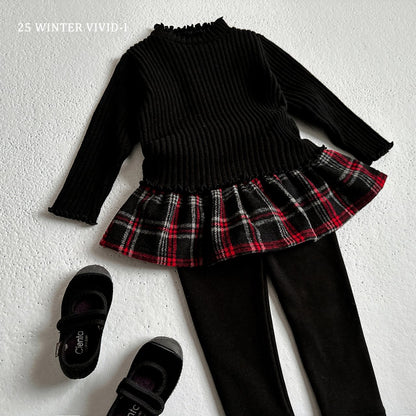 Checkered skirt leggings