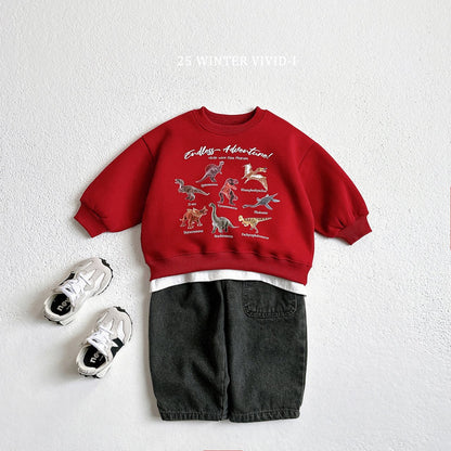 Fleece-lined mini dino sweatshirt