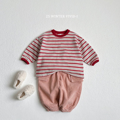 Fleece-lined multi-striped sweatshirt