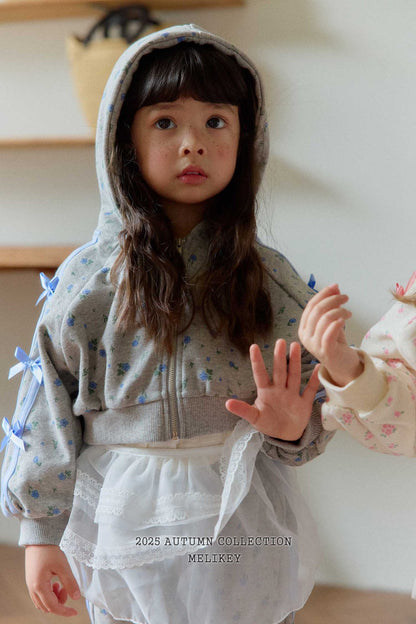Floral ribbon hooded zipip