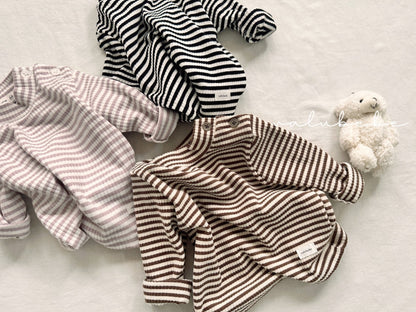 Striped mock turtleneck