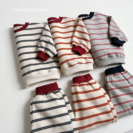 Striped peach fleece set