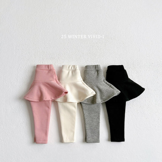 Winter fleece-lined skirt leggings