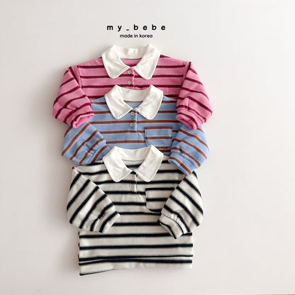 Striped collar fleece