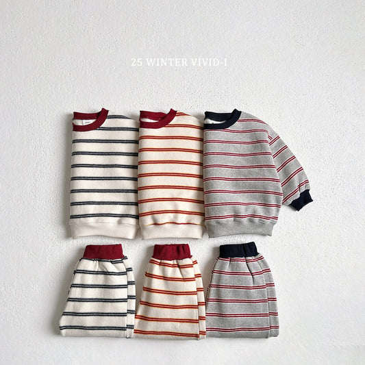 Striped peach fleece set