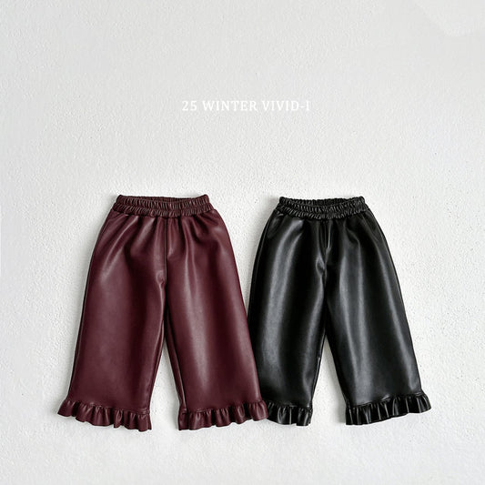 Leather frill pants