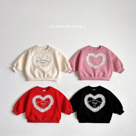Lace heart fleece-lined sweatshirt