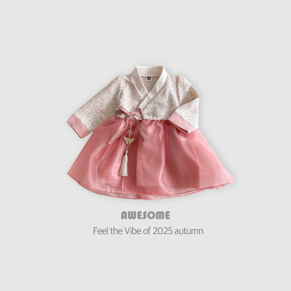 Pink floral hanbok
