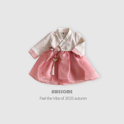 Pink floral hanbok