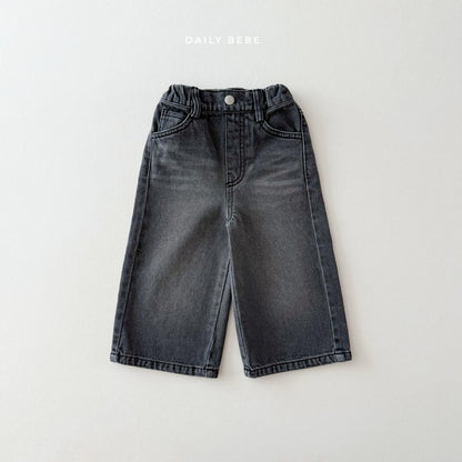 Washed wide denim pants