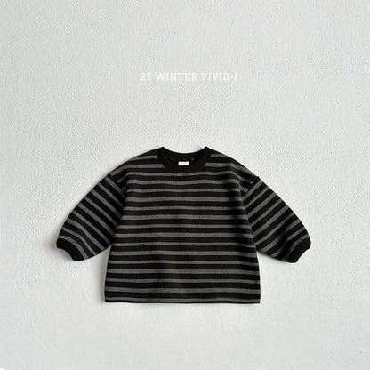 Fleece-lined multi-striped sweatshirt