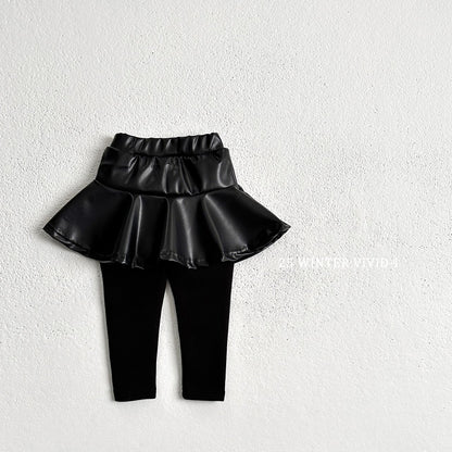 Leather skirt leggings