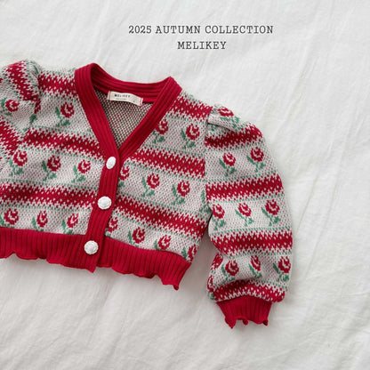 Striped rose cardigan