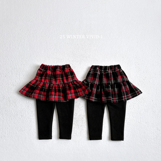 Checkered skirt leggings