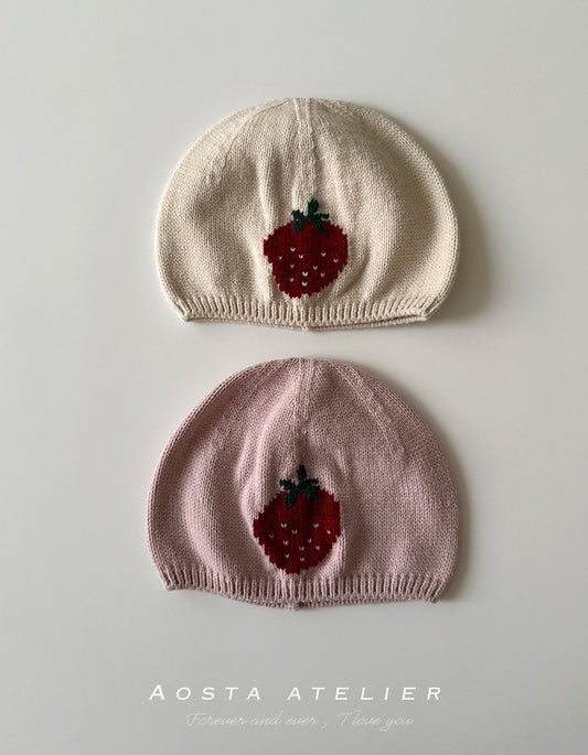 Knit strawberry hat
