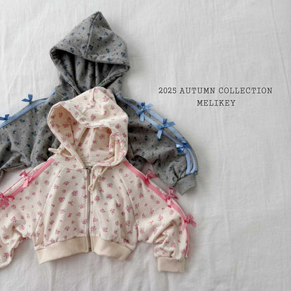 Floral ribbon hooded zipip
