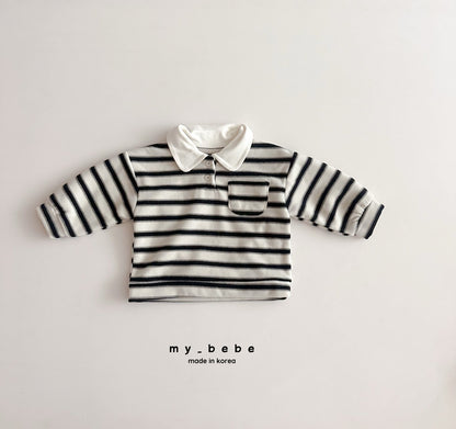 Striped collar fleece