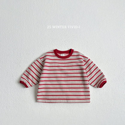 Fleece-lined multi-striped sweatshirt
