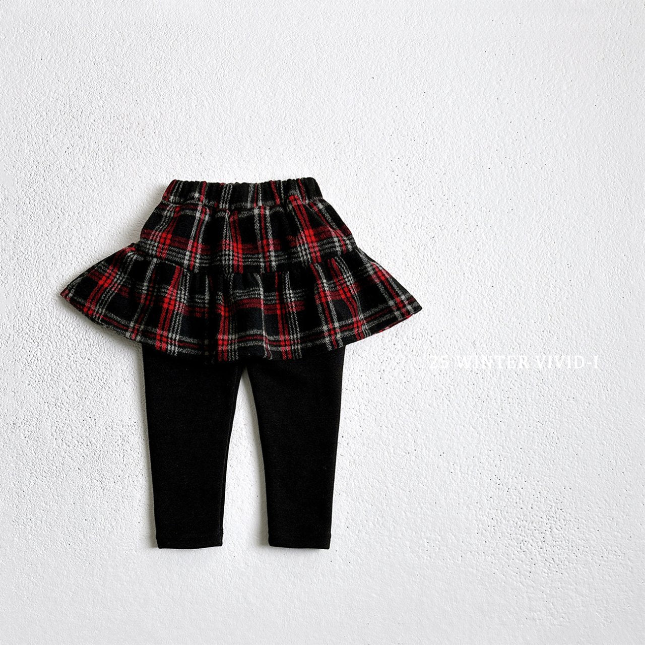 Checkered skirt leggings