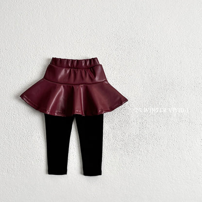 Leather skirt leggings