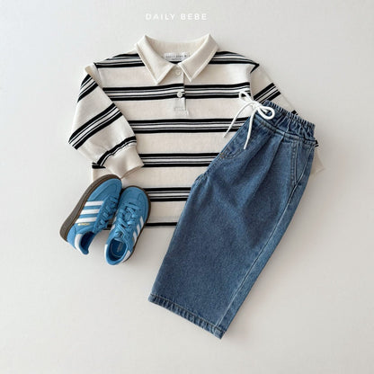 Banding denim pants