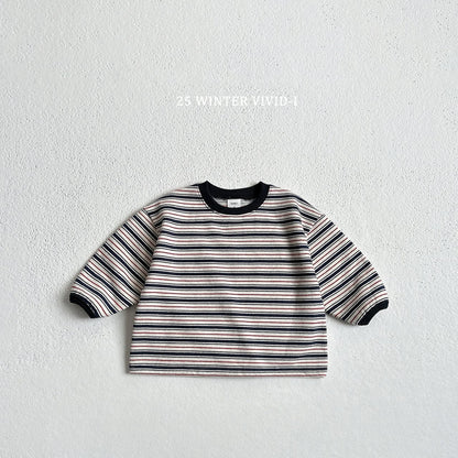 Fleece-lined multi-striped sweatshirt