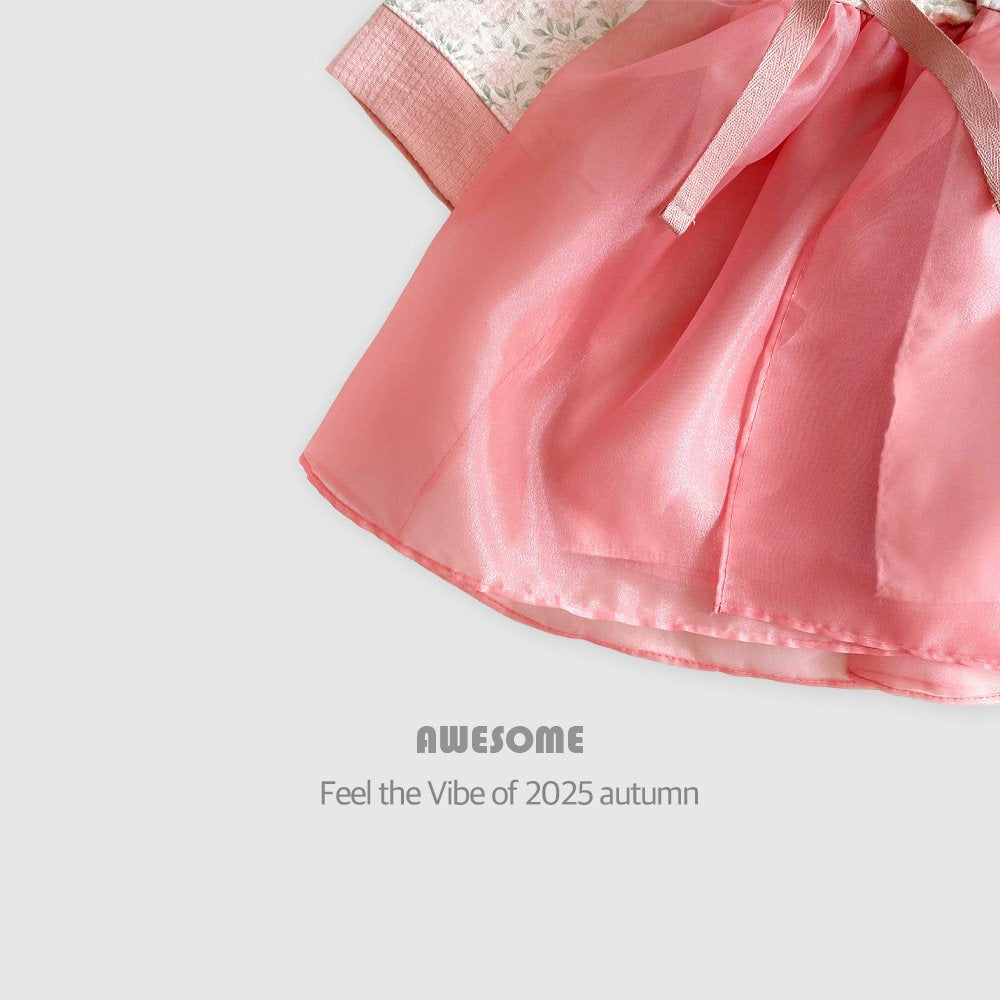 Pink floral hanbok