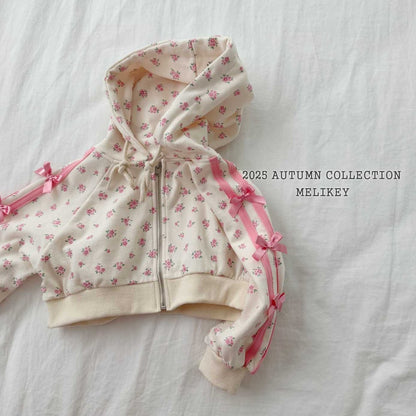 Floral ribbon hooded zipip