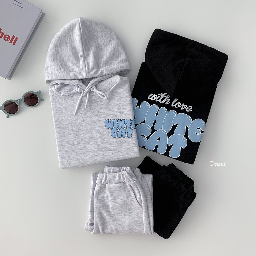 White cat hoodie set