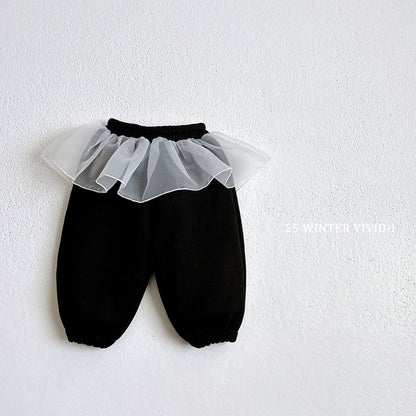 Fleece-lined chiffon skirt pants