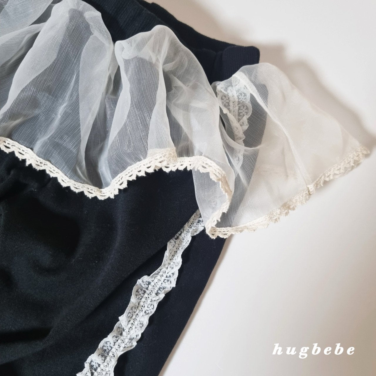 Lace frill ribbon pants