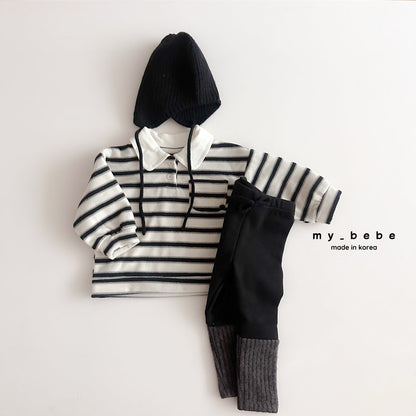 Striped collar fleece