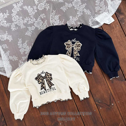 Leopard print ribbon sweatshirt